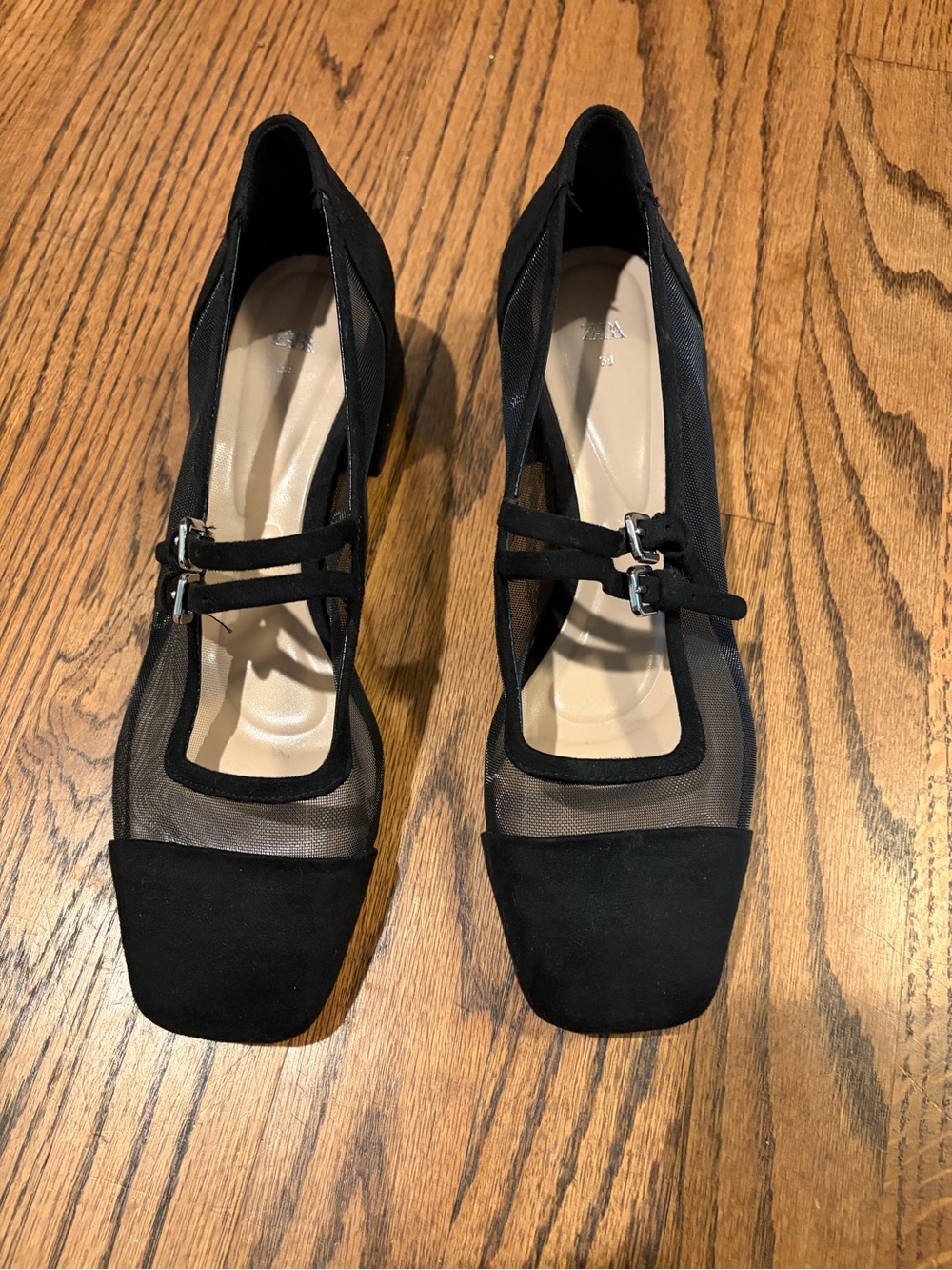 Zara Black Mesh Mary Jane Heels